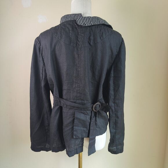 Mara Gibbucci 100% Linen Asymmetrical Jacket Lagenlook Size Medium - Picture 5 of 11